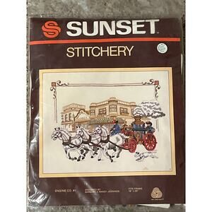 NEEDLEPOINT Vintage Sunset Stitchery Engine Company #1